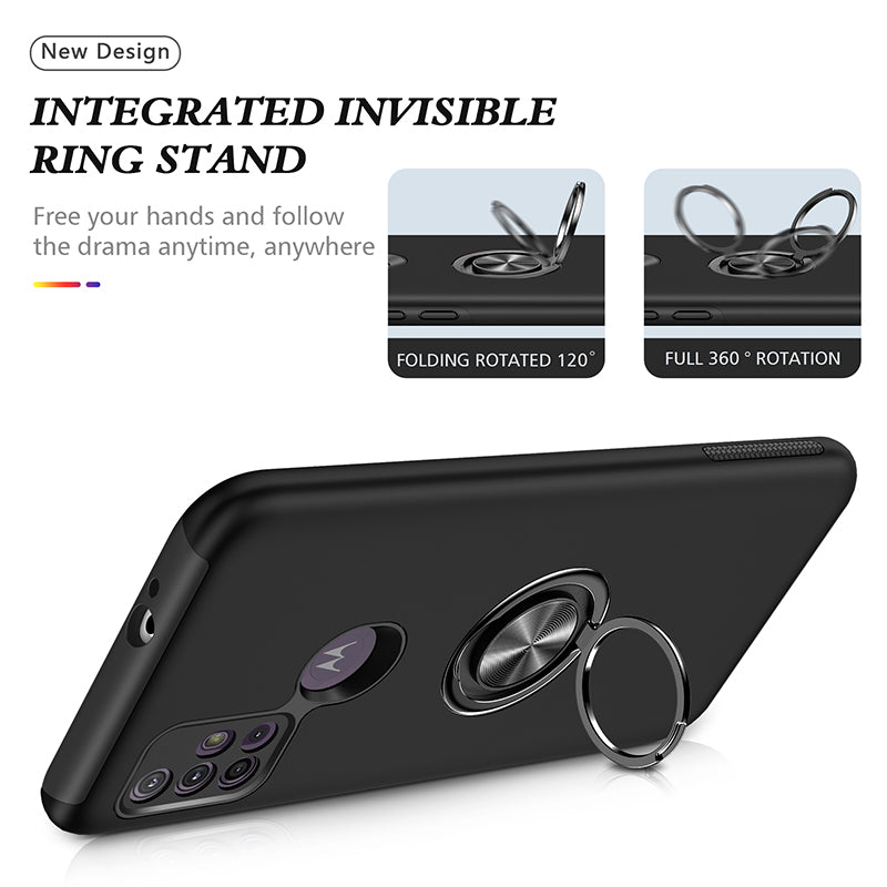 Rugged & Protective Armor Case Moto G10 / G30 & Ring Holder - Black