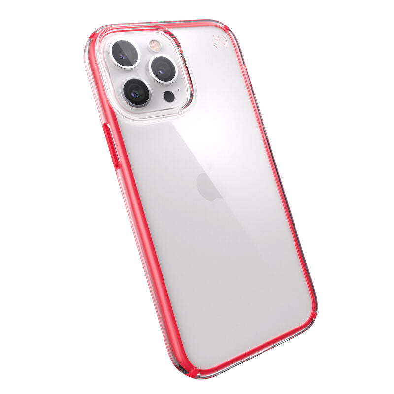 Speck Presidio Perfect Clear Impact Geometry Case iPhone 13 Pro Max 6.7 Red