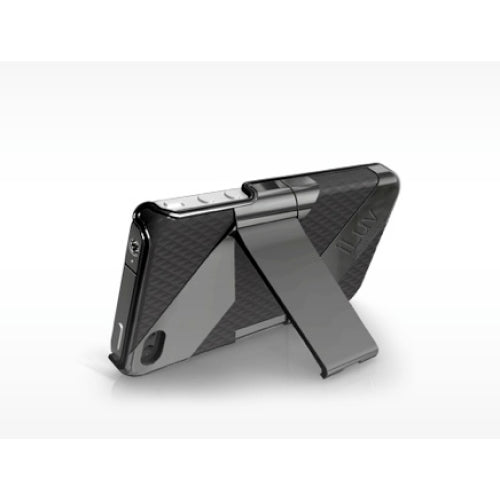 iLuv Fusion Dual Layer Silicone Acrylic Case w stand for iPhone 4 / 4S - Black 3
