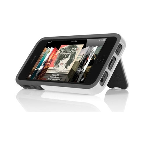 Incipio Kicksnap iPhone 5 Case With Built in Stand / Kickstand - White Grey 4