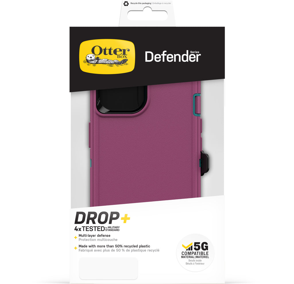OtterBox iPhone 14 & iPhone 13 Defender Series Case - CANYON SUN (Pink),  rugged & durable, with port protection, includes holster clip kickstand