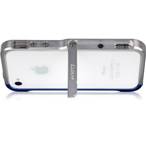 LUXA2 Alum Armor suits Apple iPhone 4 / 4S Stand Case LHA0074-A - Blue / Silver 2