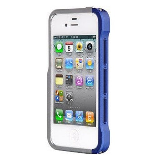 LUXA2 Alum Armor suits Apple iPhone 4 / 4S Stand Case LHA0074-A - Blue / Silver 1