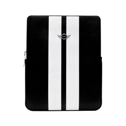 Mini Cooper Stripes Leather Sleeve Case for All Apple iPad - Black White Line 1