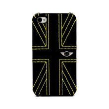 Load image into Gallery viewer, Mini Cooper iPhone 4 / 4S Union Jack Leather Back Case Yellow Stripe 1