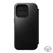 Load image into Gallery viewer, Nomad Modern Horween Leather Folio Case iPhone 14 Pro - Black