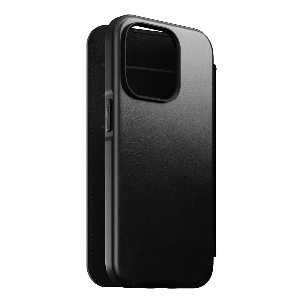 Nomad Modern Horween Leather Folio Case iPhone 15 Pro - Black