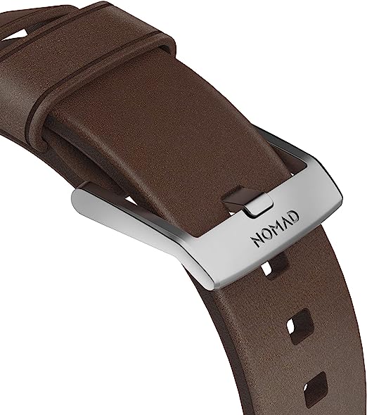 Nomad Horween Leather Modern Strap Apple Watch 1-8 41mm / 40mm - Rustic Brown & Silver