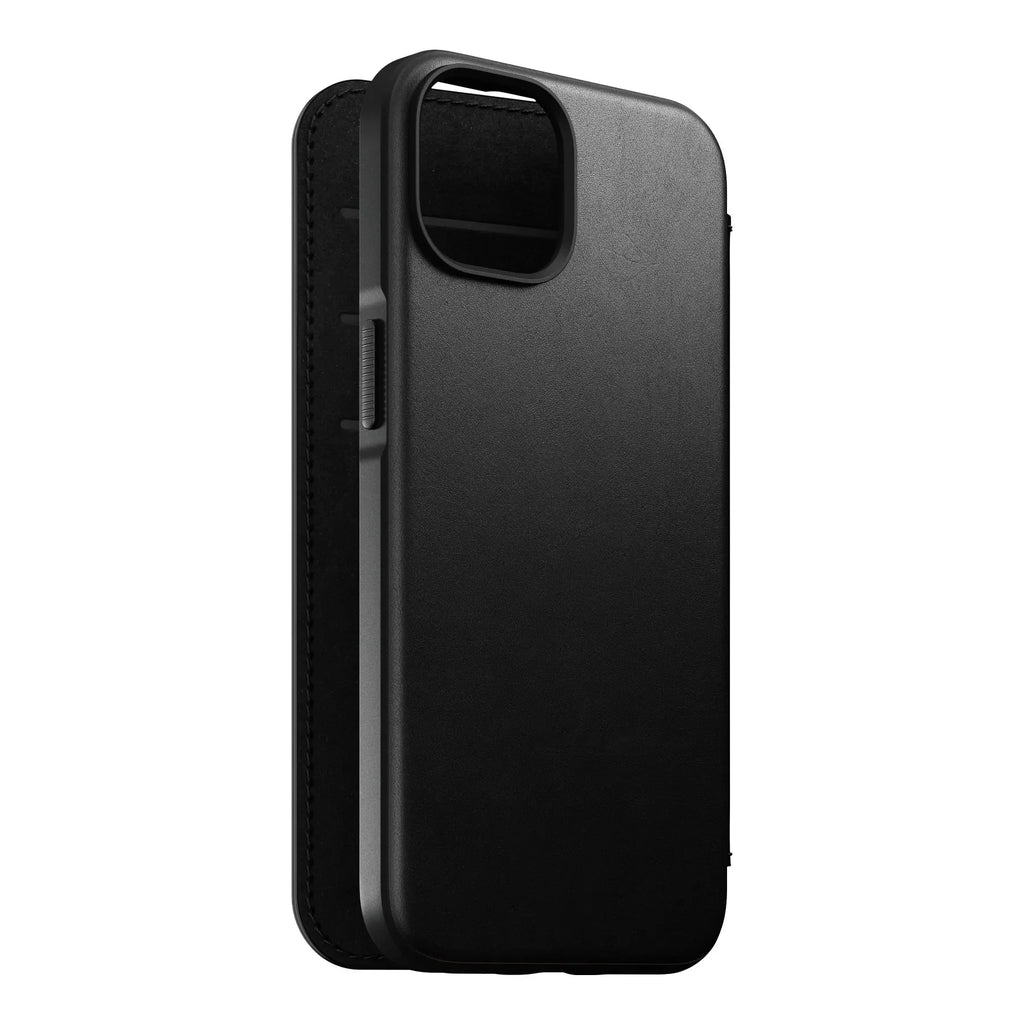 Nomad Modern Leather Folio Case iPhone 15 - Black
