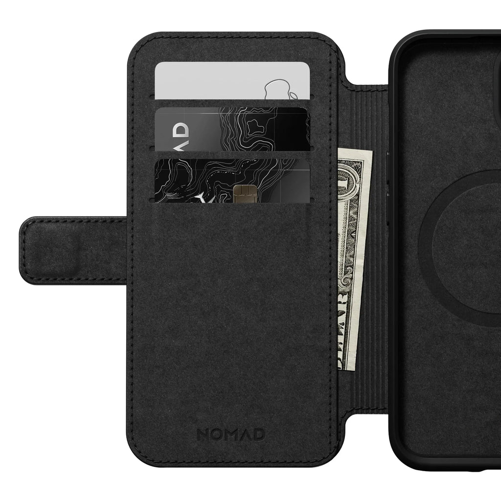 Nomad Modern Leather Folio Case iPhone 15 - Black