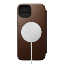 Load image into Gallery viewer, Nomad Modern Leather Folio Case iPhone 15 - Brown