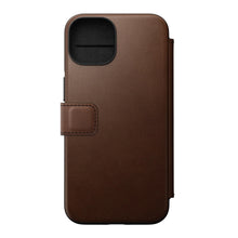 Load image into Gallery viewer, Nomad Modern Leather Folio Case iPhone 15 Pro - Brown