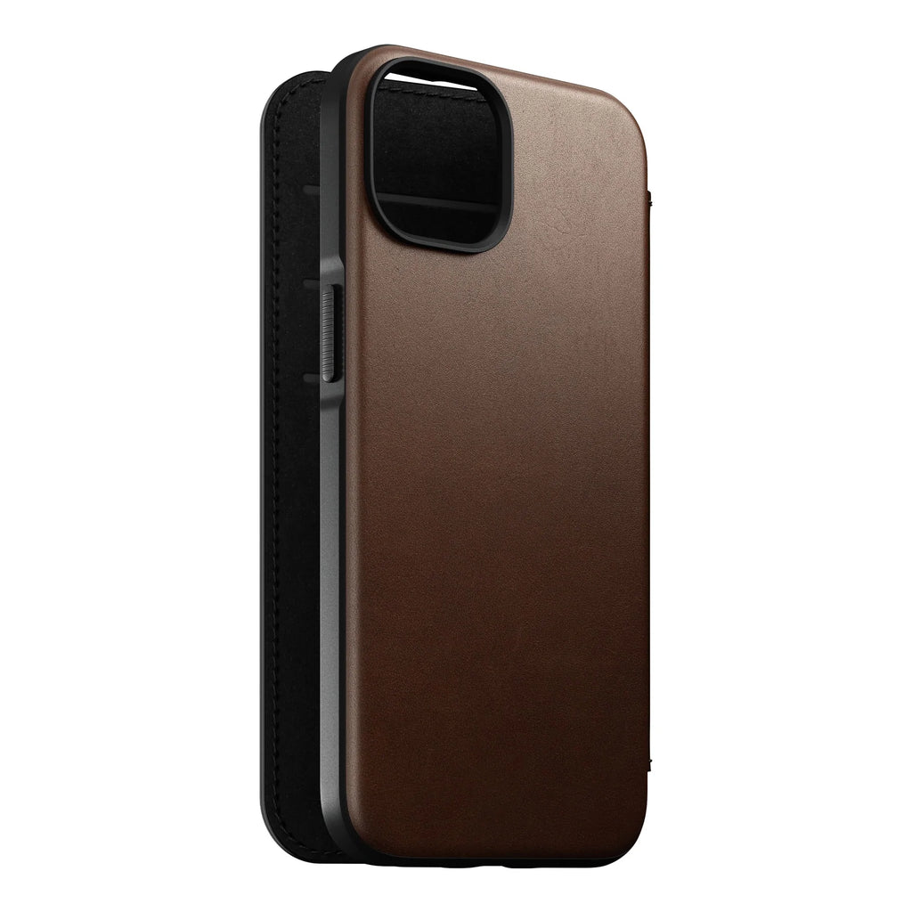 Nomad Modern Leather Folio Case iPhone 14 Plus - Brown