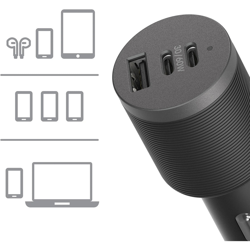 Otterbox Premium 72W Car Charger with Triple USB Ports - Black