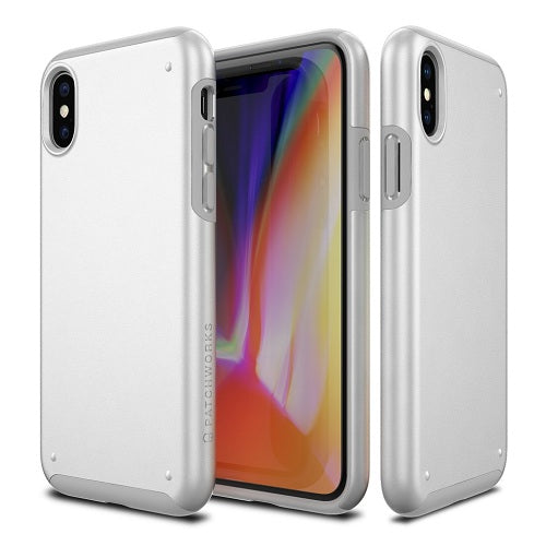 Patchworks Chroma Metalic Rugged Case for iPhone X - White / Black 1