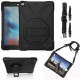 Rugged Protective Case Hand & Shoulder Strap iPad 5th & 6th 9.7 inch / iPad Air 2 / Pro 9.7 inch - Black