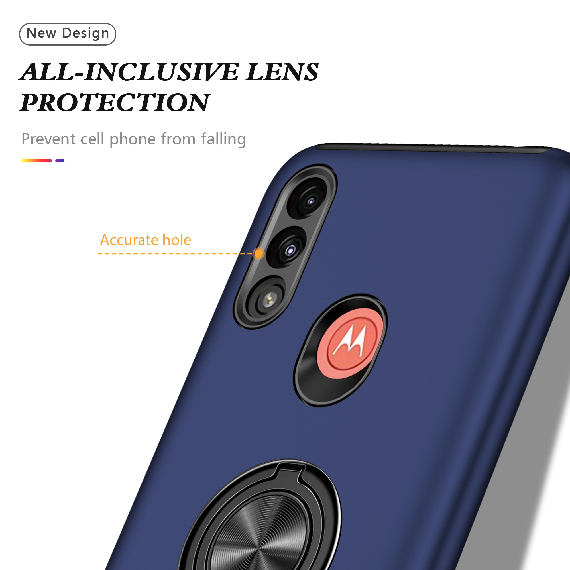 Rugged & Protective Armor Case Moto E7 Power 2021 & Ring Holder - Blue