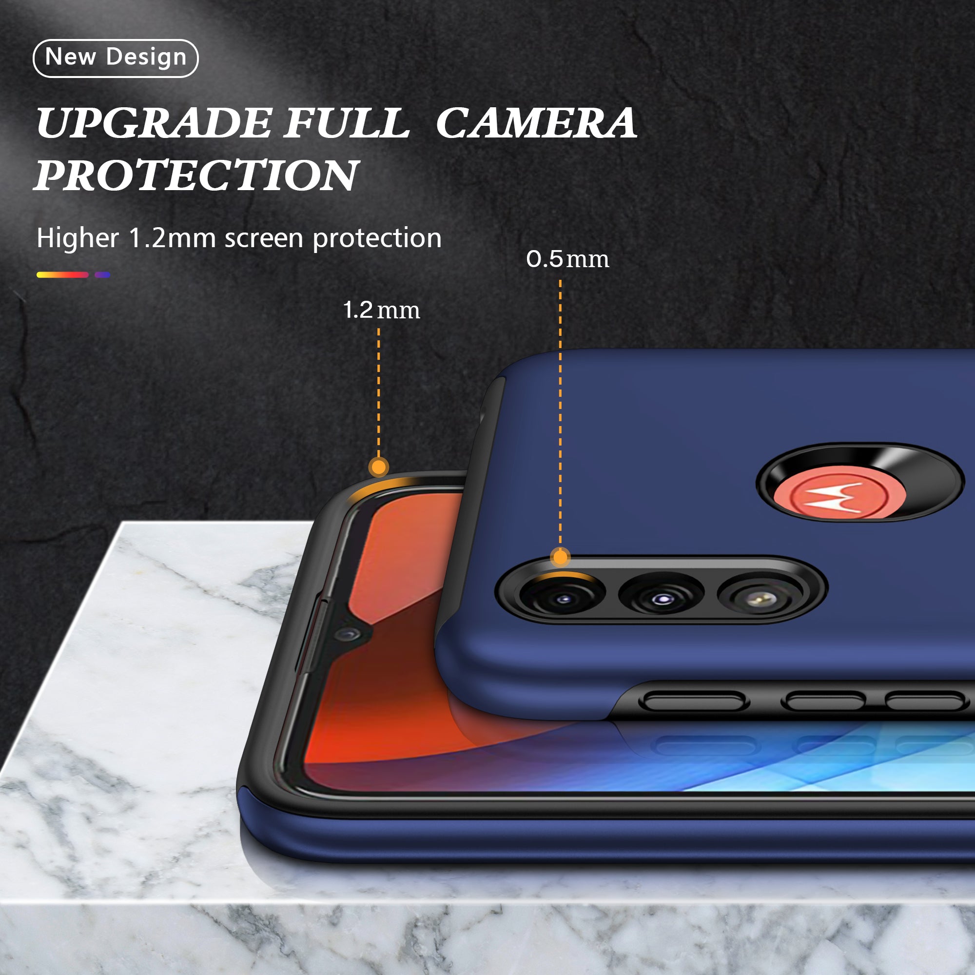 Rugged & Protective Armor Case Moto E7 Power 2021 & Ring Holder - Blue