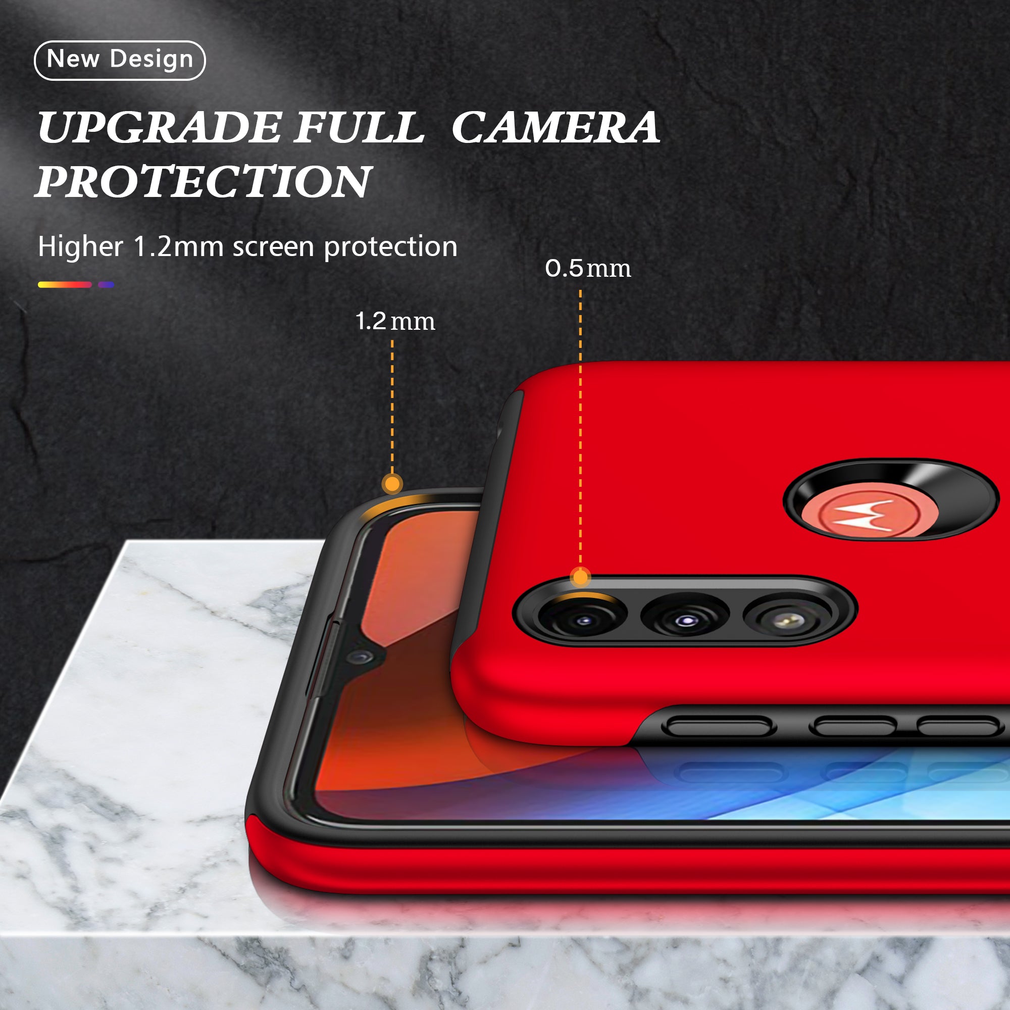 Rugged & Protective Armor Case Moto E7 Power 2021 & Ring Holder - Red