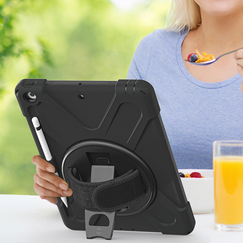 Rugged Protective Case Hand & Shoulder Strap iPad 10th / 11th Gen 10.9 inch - Black