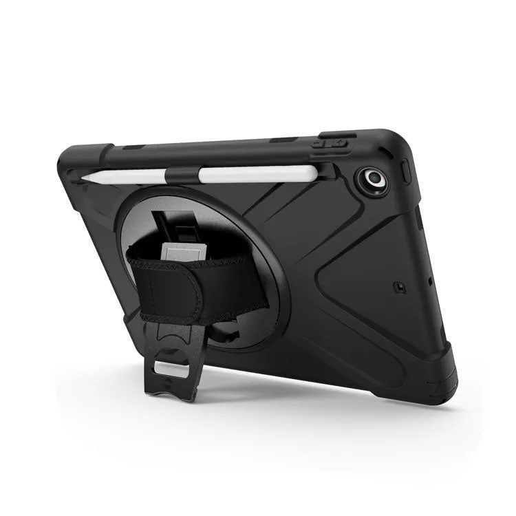 Rugged Protective Case Hand & Shoulder Strap iPad 9th & 8th & 7th Gen 10.2 inch - Black