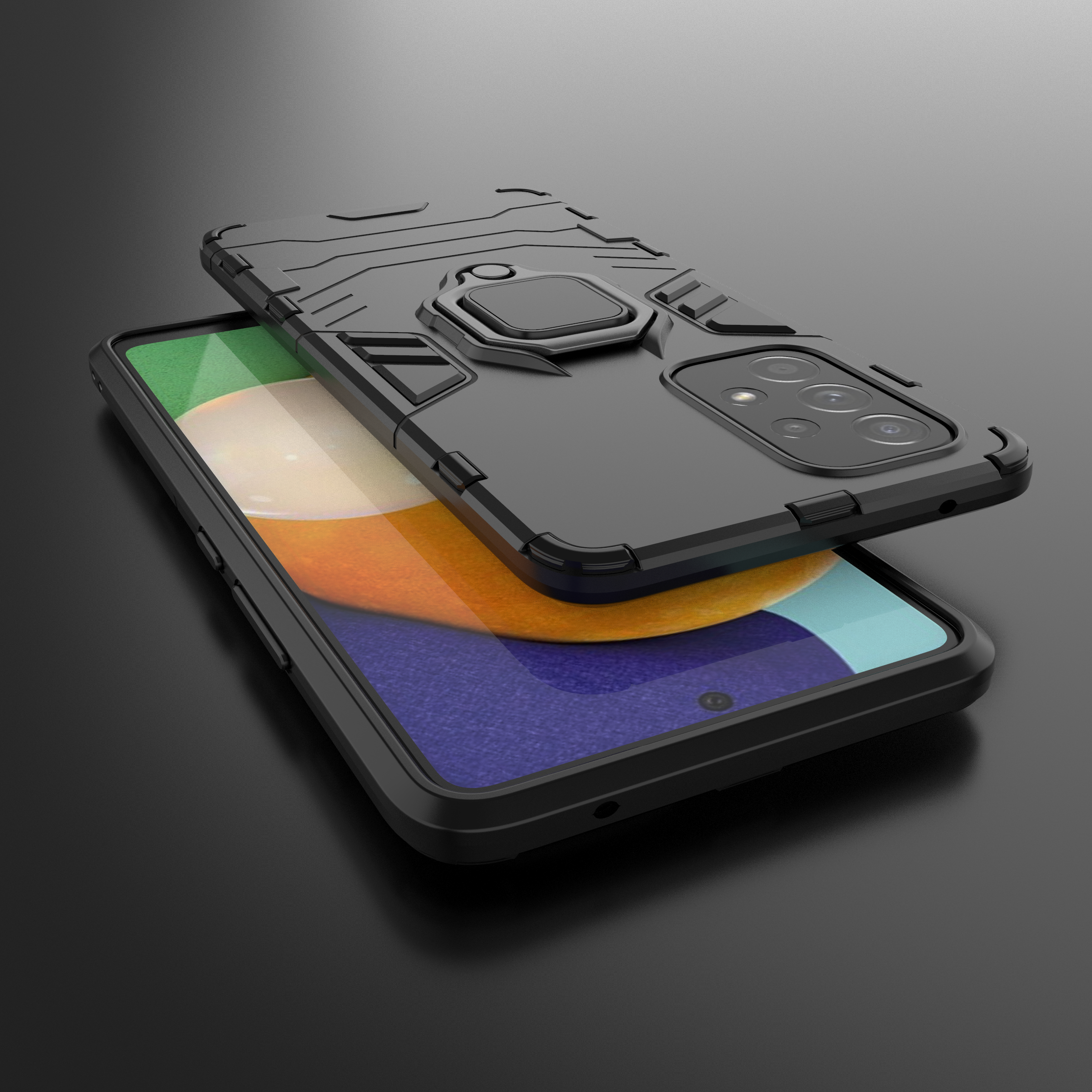 Rugged & Protective Phone Case Samsung A53 5G Built in Ring Holder - Black