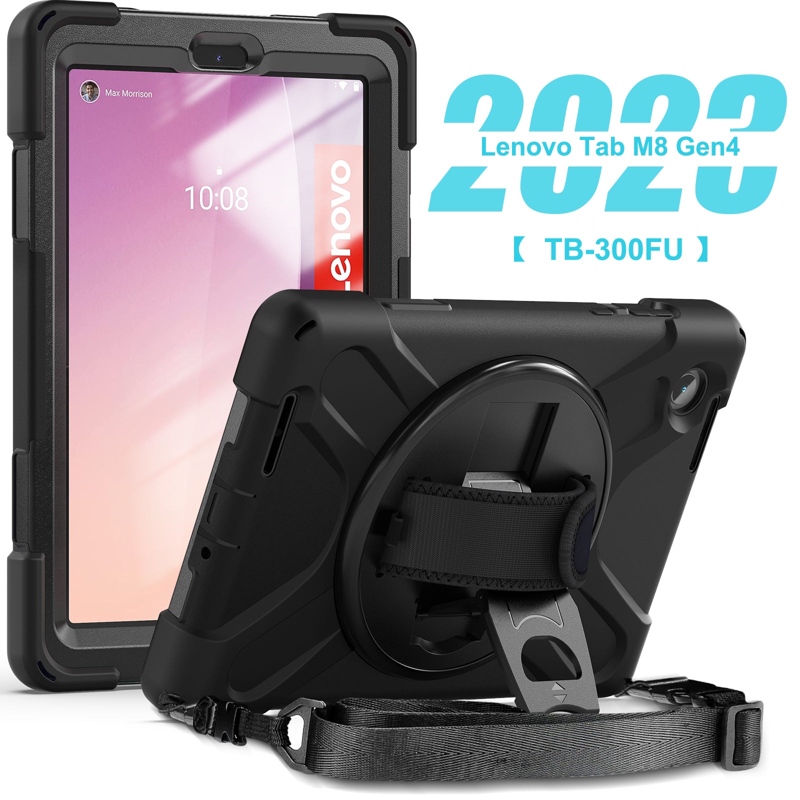 Rugged Case Hand & Shoulder Strap Lenovo M8 8 inch 4th Gen TB300