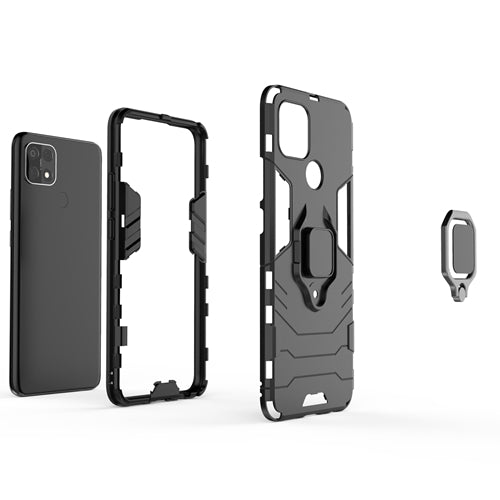 Rugged & Protective Armour Case Oppo A15 4G Built in Ring Holder - Black 7