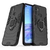 Rugged & Protective Armour Case Oppo A53 & A53S 4G Built in Ring Holder - Black