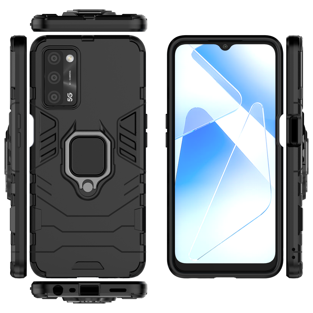 Rugged & Protective Case Oppo A16S & A54S with Ring Holder - Black