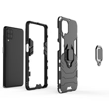 Load image into Gallery viewer, Rugged &amp; Protective Armor Phone Case Samsung A12 Built in Ring Holder - Black 8