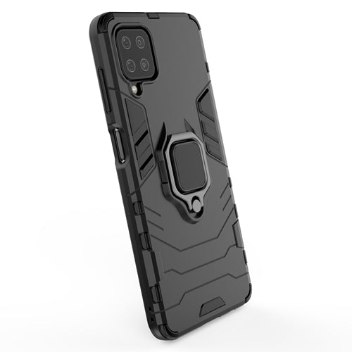 Rugged & Protective Armor Phone Case Samsung A12 Built in Ring Holder - Black 1