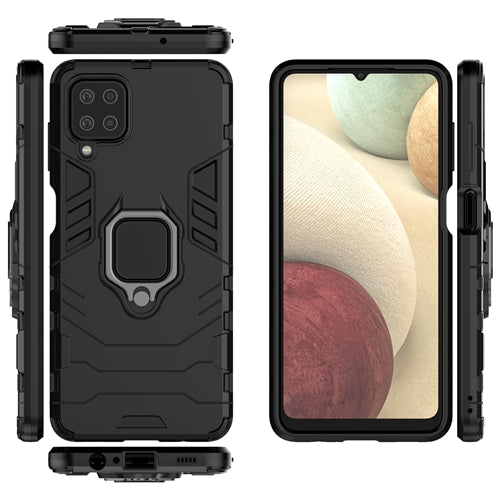 Rugged & Protective Armor Phone Case Samsung A12 Built in Ring Holder - Black 6