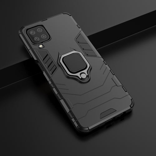 Rugged & Protective Armor Phone Case Samsung A12 Built in Ring Holder - Black 2
