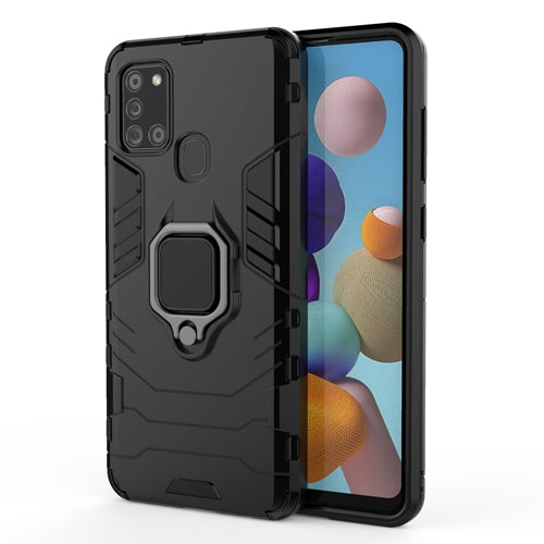 Rugged & Protective Armor Phone Case Samsung A21S Built in Ring Holder - Black 9