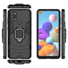 Load image into Gallery viewer, Rugged &amp; Protective Armor Phone Case Samsung A21S Built in Ring Holder - Black 8