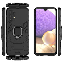 Load image into Gallery viewer, Rugged &amp; Protective Armour Phone Case Samsung A32 4G Built in Ring Holder - Black 6