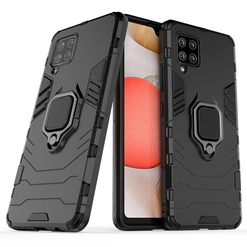 Rugged & Protective Armour Case Samsung A42 5G Built in Ring Holder - Black 1