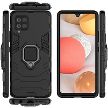 Load image into Gallery viewer, Rugged &amp; Protective Armour Case Samsung A42 5G Built in Ring Holder - Black 7