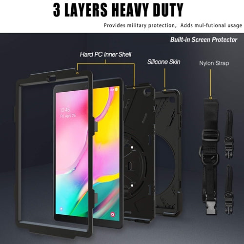 Rugged Protective Case Hand & Shoulder Strap Samsung Tab A 10.1 2019 - Black 7