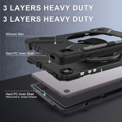 Rugged Case Hand & Shoulder Strap Samsung Tab S6 10.5 T860 - Black 4