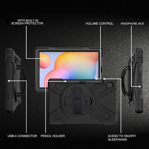 Rugged Case Hand & Shoulder Strap Samsung Tab S6 LITE 10.4 P610  - Black 5