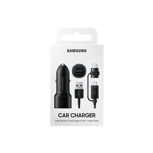 Samsung Car Charger Duo Dual USB A Fast Charge & Multi Cable - Black 1