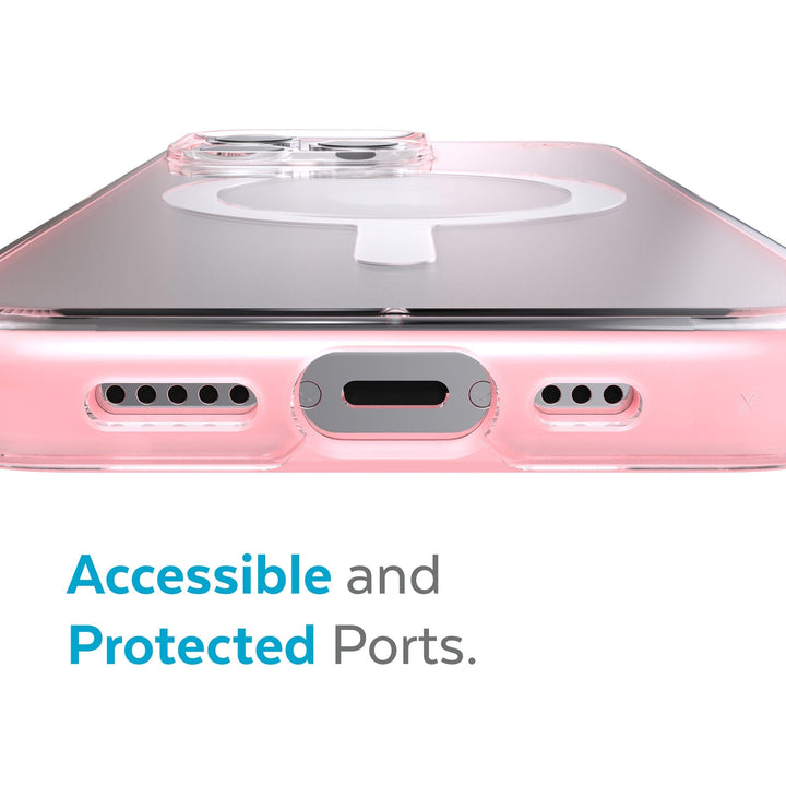 Speck Presidio Perfect Clear Impact Geometry & MagSafe Case iPhone 13 Pro Max 6.7 Pink