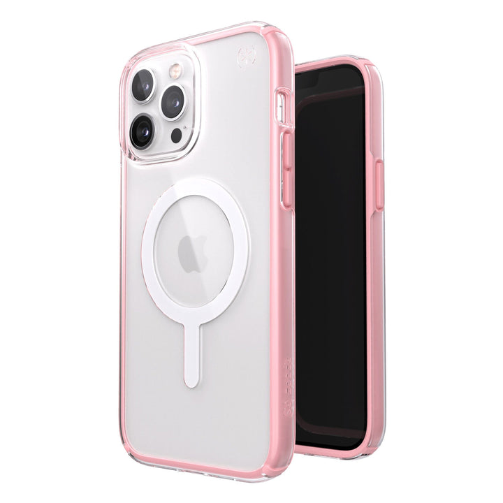 Speck Presidio Perfect Clear Impact Geometry & MagSafe Case iPhone 13 Pro Max 6.7 Pink