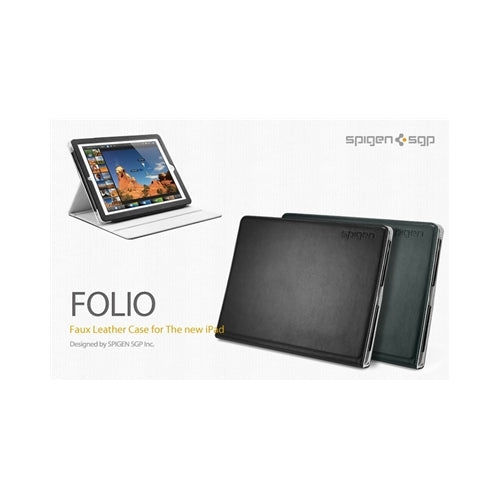 Spigen SGP Folio Leather Case for New iPad 4G LTE / Wifi - Black SGP08846 4