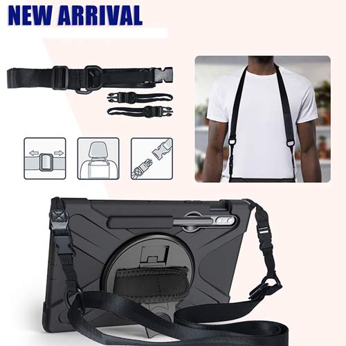 Rugged Case Hand & Shoulder Strap Samsung Tab S7 2020 - Black9 11