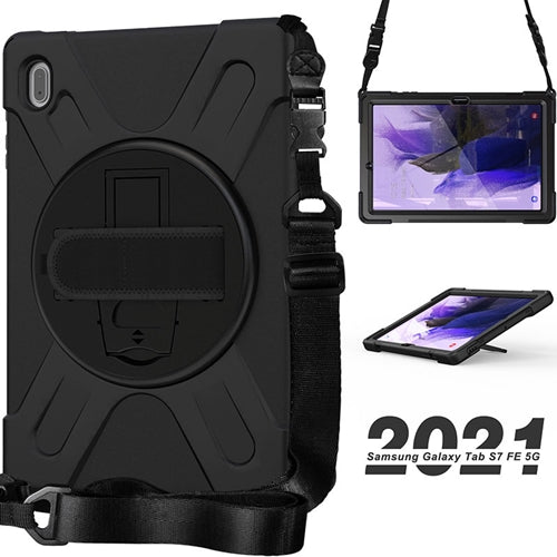 Rugged Case Hand & Shoulder Strap Galaxy Tab S7 FE 2021 12.4 SM-T730 T736 7