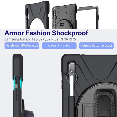 Rugged Case Hand & Shoulder Strap Samsung Tab S7 Plus 2020 - Black 11