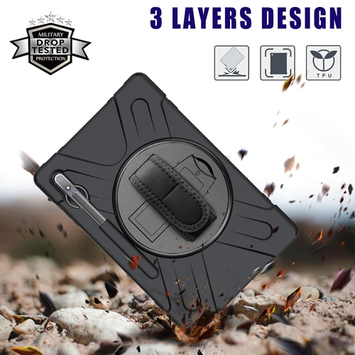 Rugged Case Hand & Shoulder Strap Samsung Tab S7 Plus 2020 - Black 8